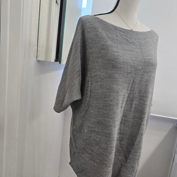 Moda Women’s Gray Sweater M Made in Italy Oversized Knit Dolman Sleeve Tunic - Picture 3 of 7